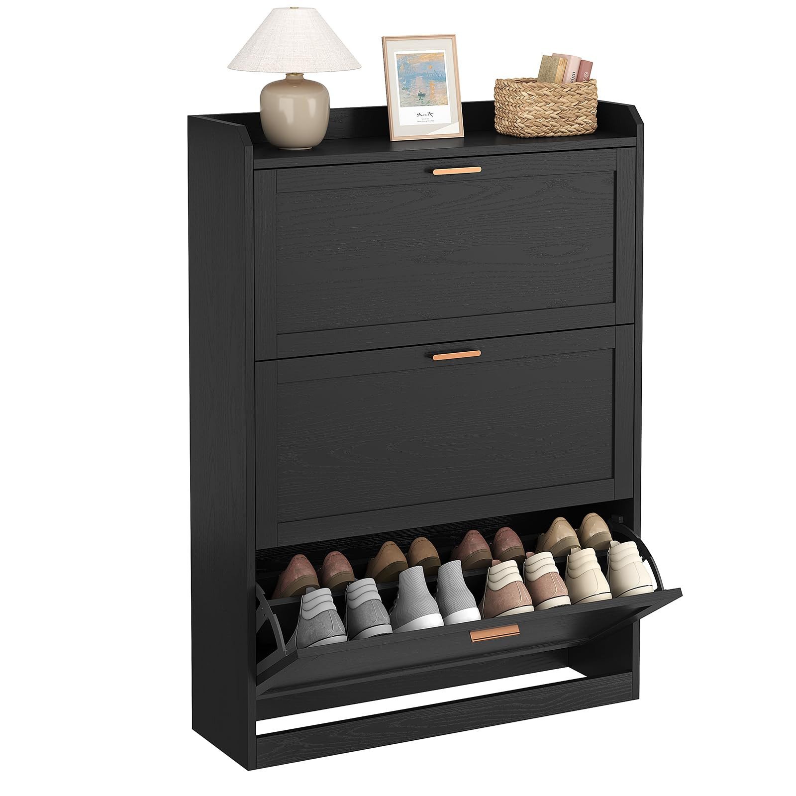 MSMASK Schuhschrank mit 3 Klappen, Schuhregal, Schuhkipper Schmal, 24 x 80 günstig online kaufen