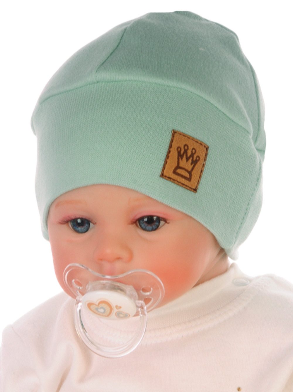 La Bortini Erstlingsmütze Baby Mütze doppellagig in Müntgrün ab 0 Mon Erstlingsmütze Haube aus Baumwolle, 32 34 36 38 40 42 44