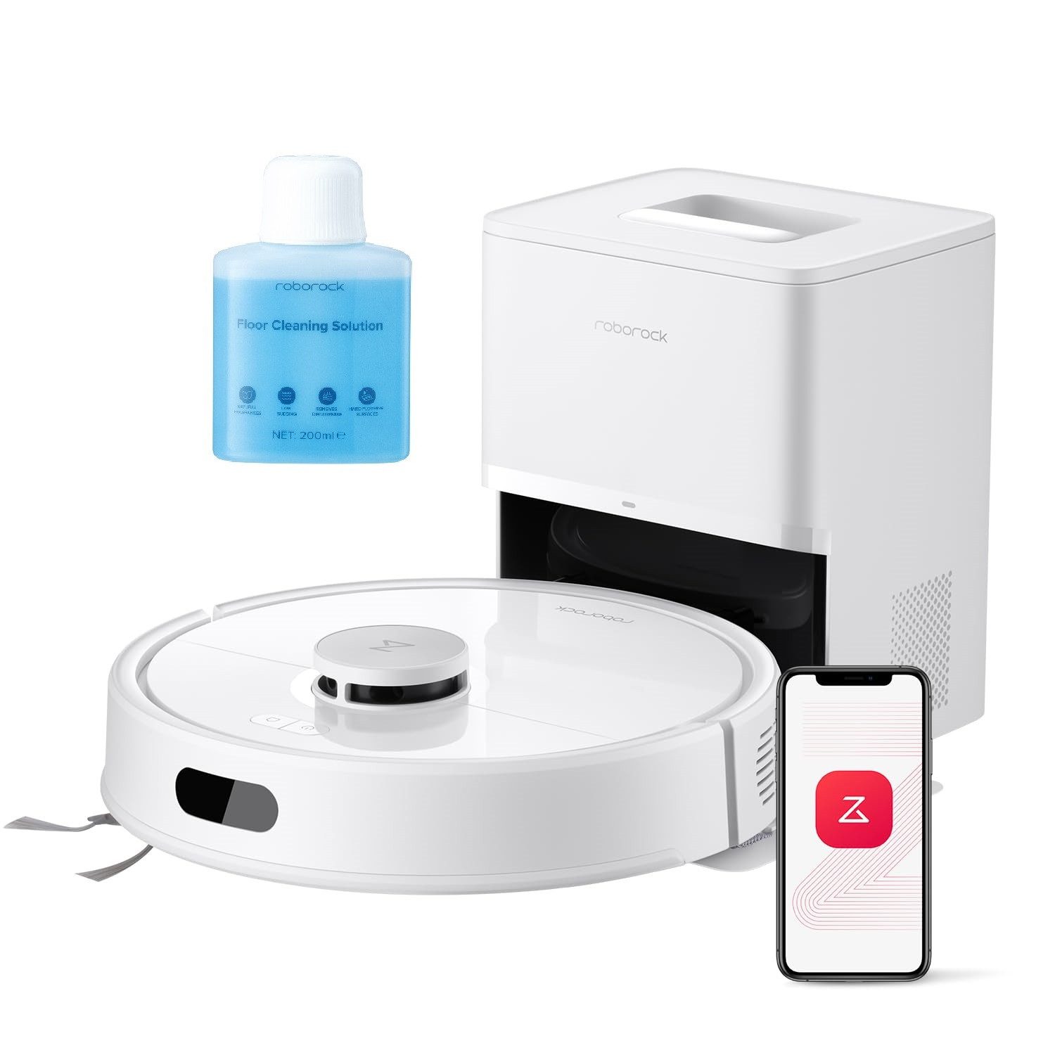 Roborock Вакуумный робот Q7 BF+, Upgrade von Q7 max+/Q5 MAX+/Q5 Pro+, 40 W, 8000 Pa, Dual Anti-Tangle-System, 3 Wasserdurchflussstufen, PreciSense® LiDAR-Navigation, Dual Anti-Tangle-System, 3 Wasserdurchflussstufen, 8000 Pa