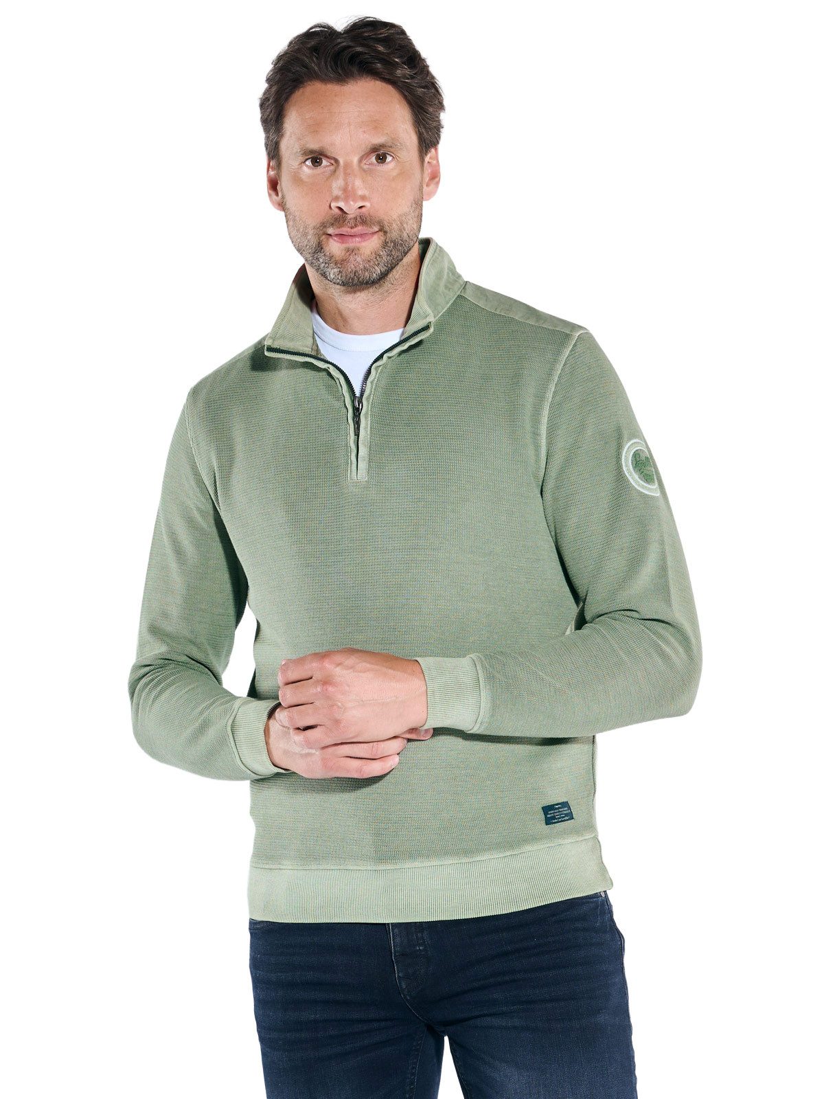 Engbers Sweatshirt engbers Herren Sweatshirt in Satin-Warenqualität, Khaki günstig online kaufen