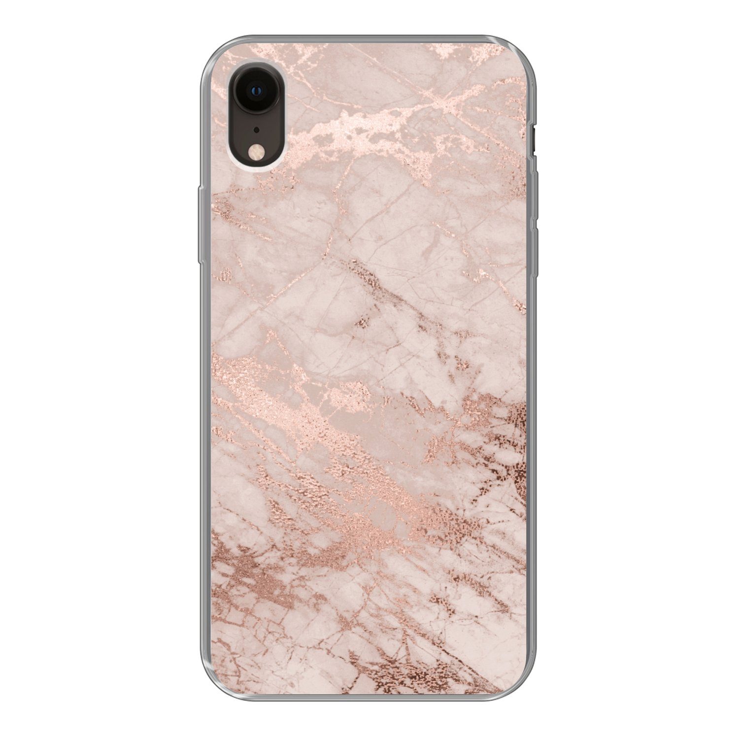 MuchoWow Handyhülle für Apple iPhone XR Marmor - Rosa - Luxus - Marmoroptik - Glitzer - De, Smartphone-Bumper, Print, Handy Schutzhülle Dünn