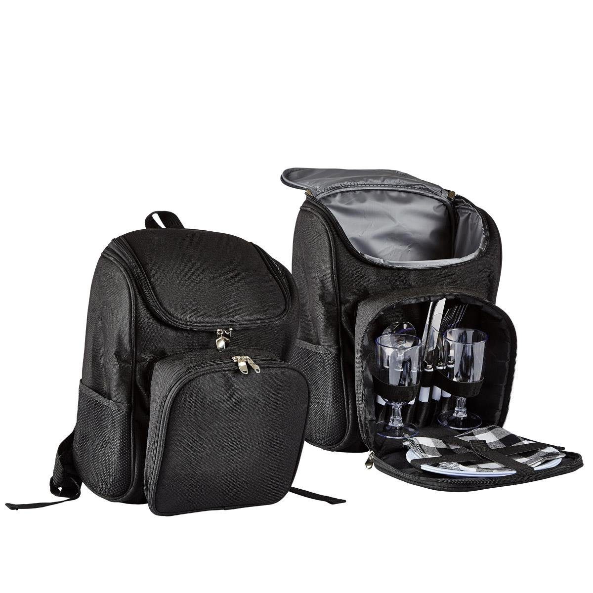 440s Picknickkorb Picknick Rucksack, schwarz (2er Set)