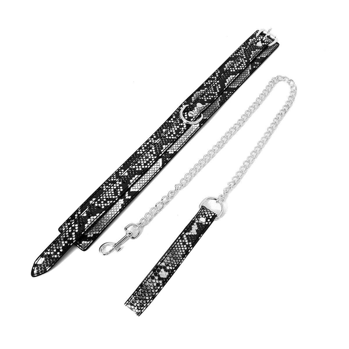 KIOTOS Bondage-Band Collar Black/Silver Reptile with Leash