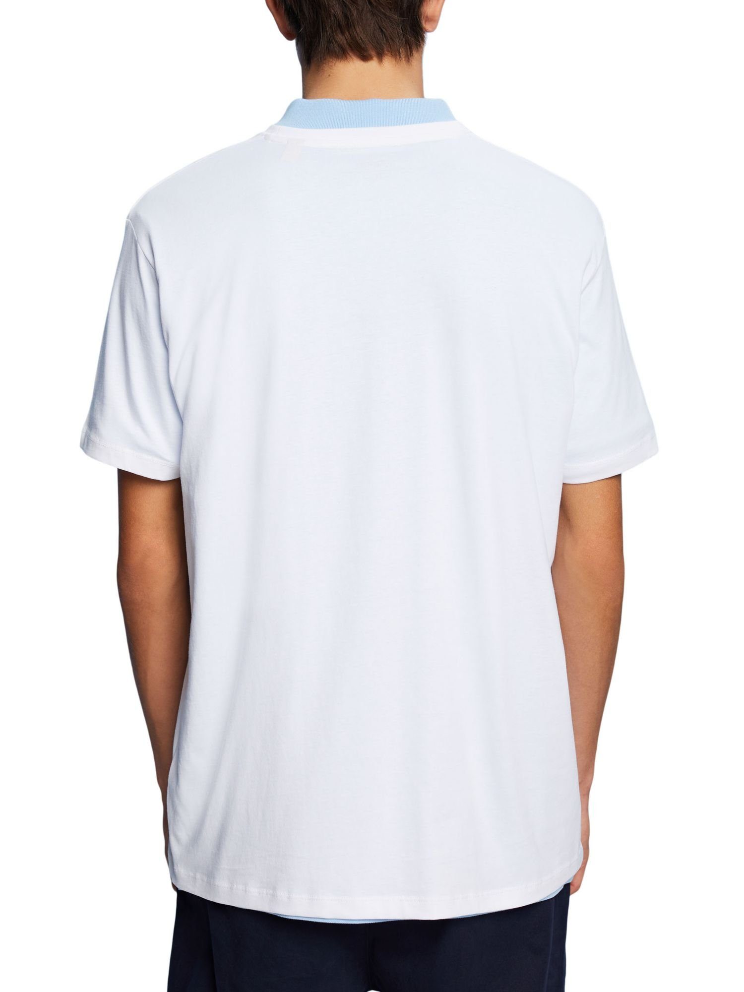 mit Baumwoll-T-Shirt Esprit WHITE (1-tlg) T-Shirt Kontraststreifen
