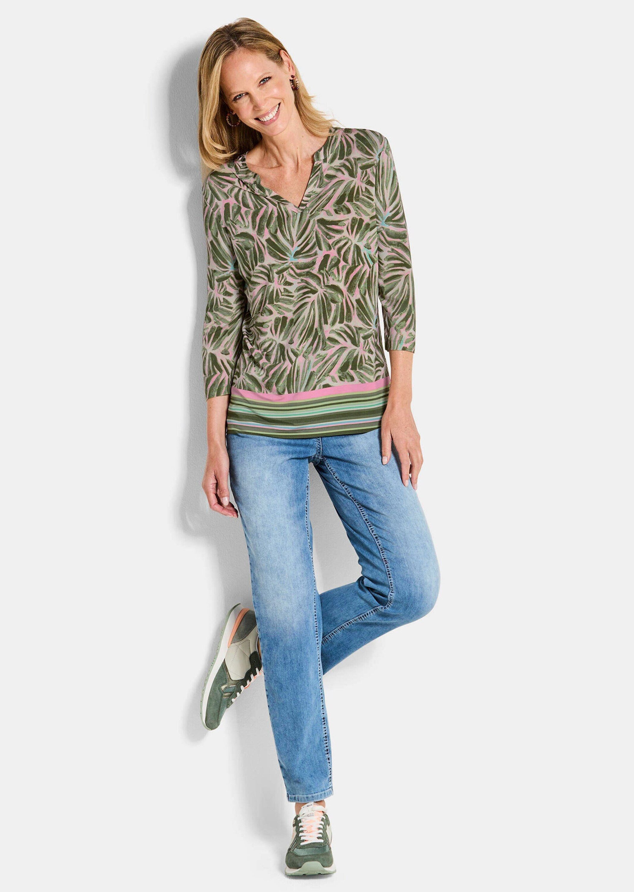 GOLDNER Print-Shirt Jerseyshirt mit floralem Design Cityshirt mit Rundhalsa günstig online kaufen