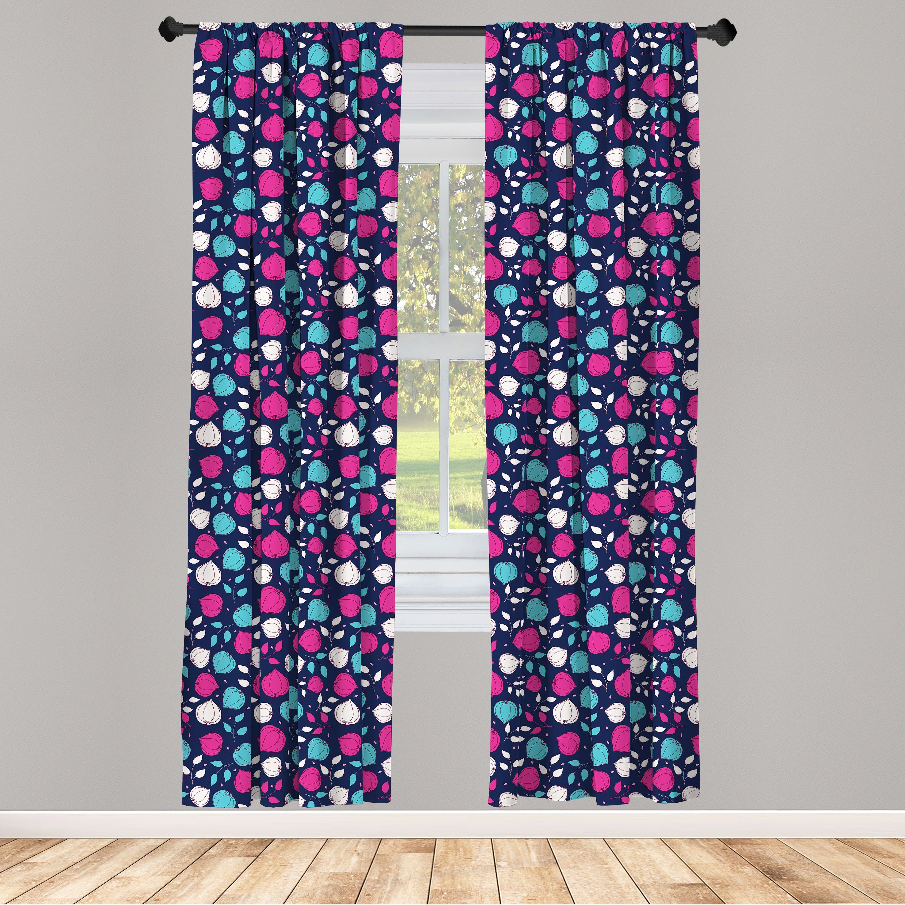 Gardine Vorhang für Wohnzimmer Schlafzimmer Dekor, Abakuhaus, Microfaser, Blumen Physalis Blumen und Blätter
