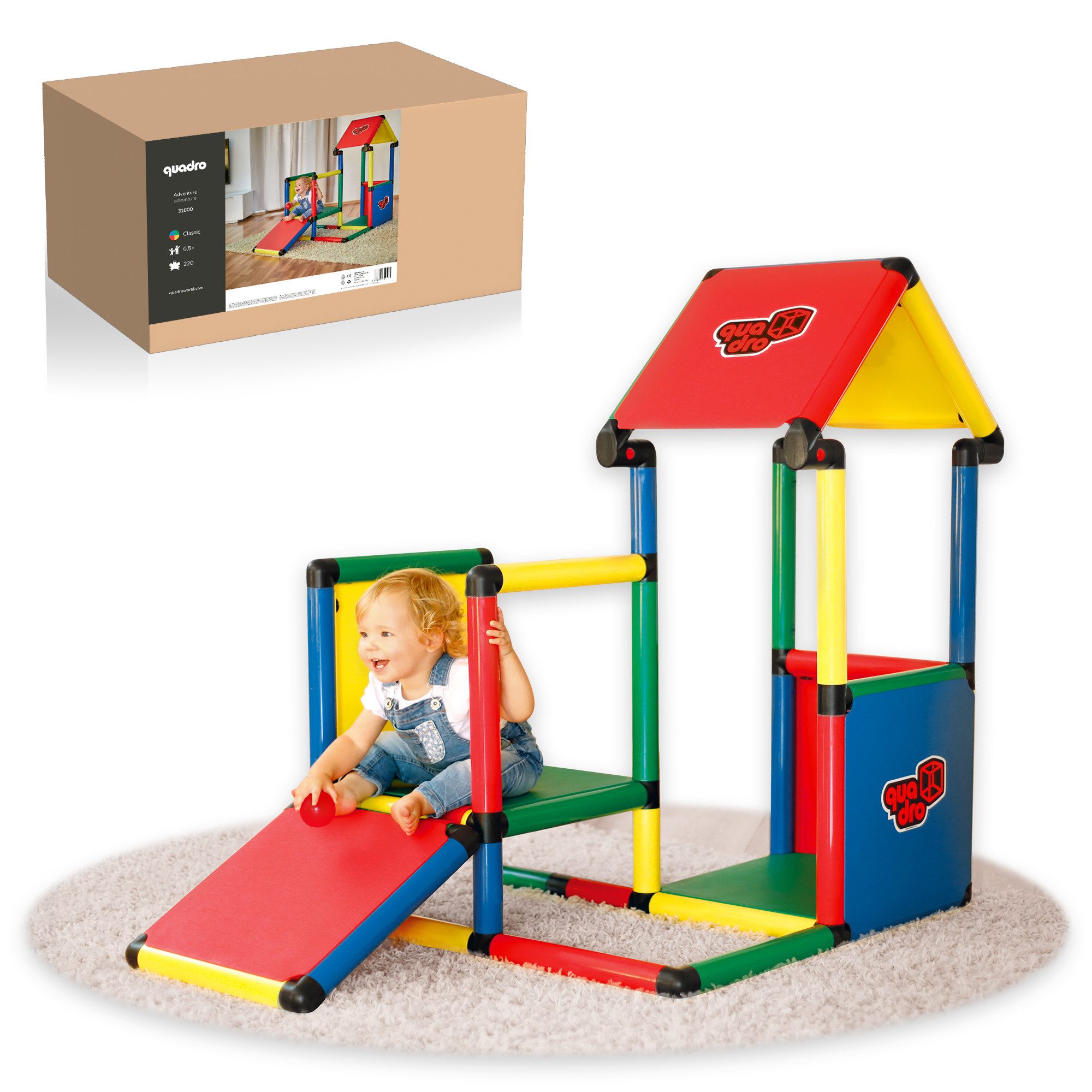 QUADRO Spielhaus Adventure, Modulares Stecksystem, ab 6 Monaten, Made in Germany, UV-stabil