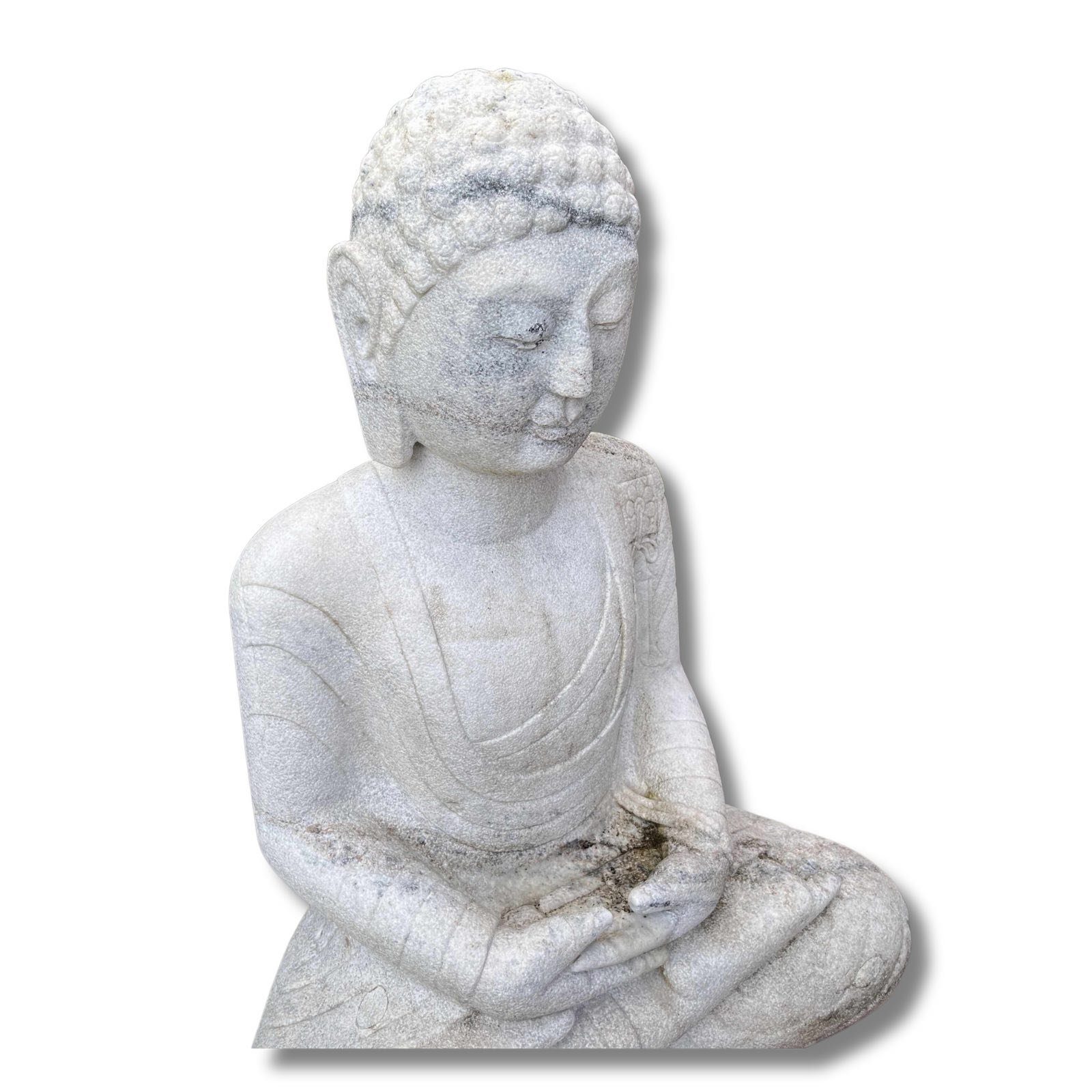 Asien LifeStyle Gartenfigur Buddha Garten Meditation Figur Marmor Stein Tibet 106cm groß