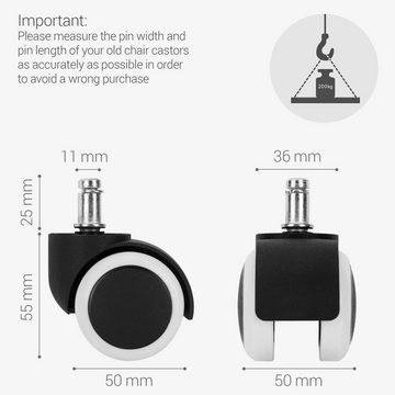 kwmobile Stuhlrolle 5x Hartbodenroller 11/50mm - Ersatzrollen Bürostuhl, (5-St)