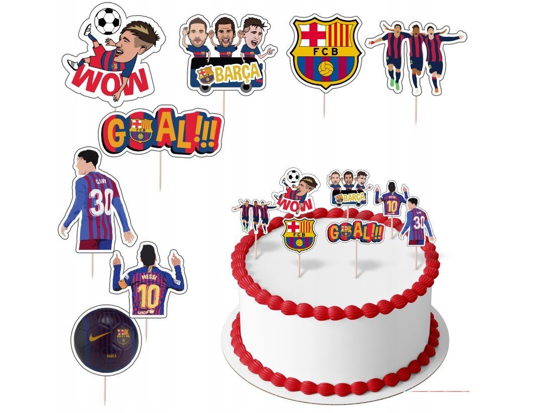 Tortenstecker FC Barcelona Topper Set 8 Stk Geburstag Torten Deko Kuchen Junge