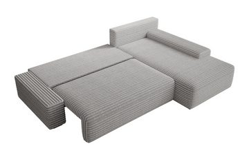 PROMETO Möbel Ecksofa Ecksofa LINEA mit Schlaffunktion und Bettkasten in Beige und Grau