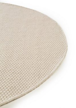 Wollteppich Rocco, benuta, rund, Höhe: 5 mm, Wolle, handgewebt, Uni, Natural Living, Wohnzimmer