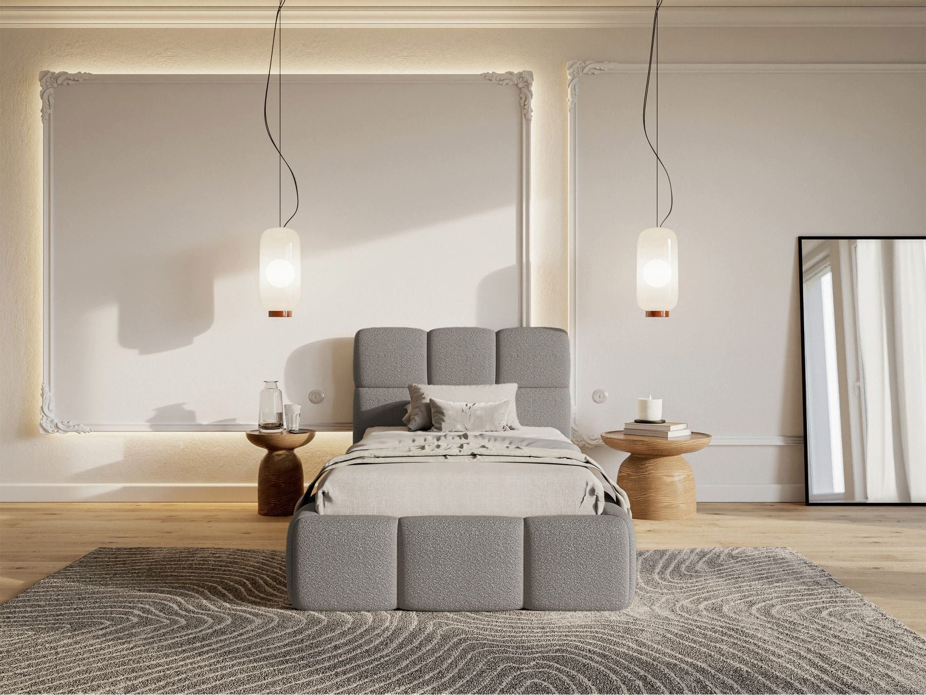 Selsey Kinderbett CLOUDY, mit Bettkasten, Lattenrost, Bouclé, 90 x 200 cm