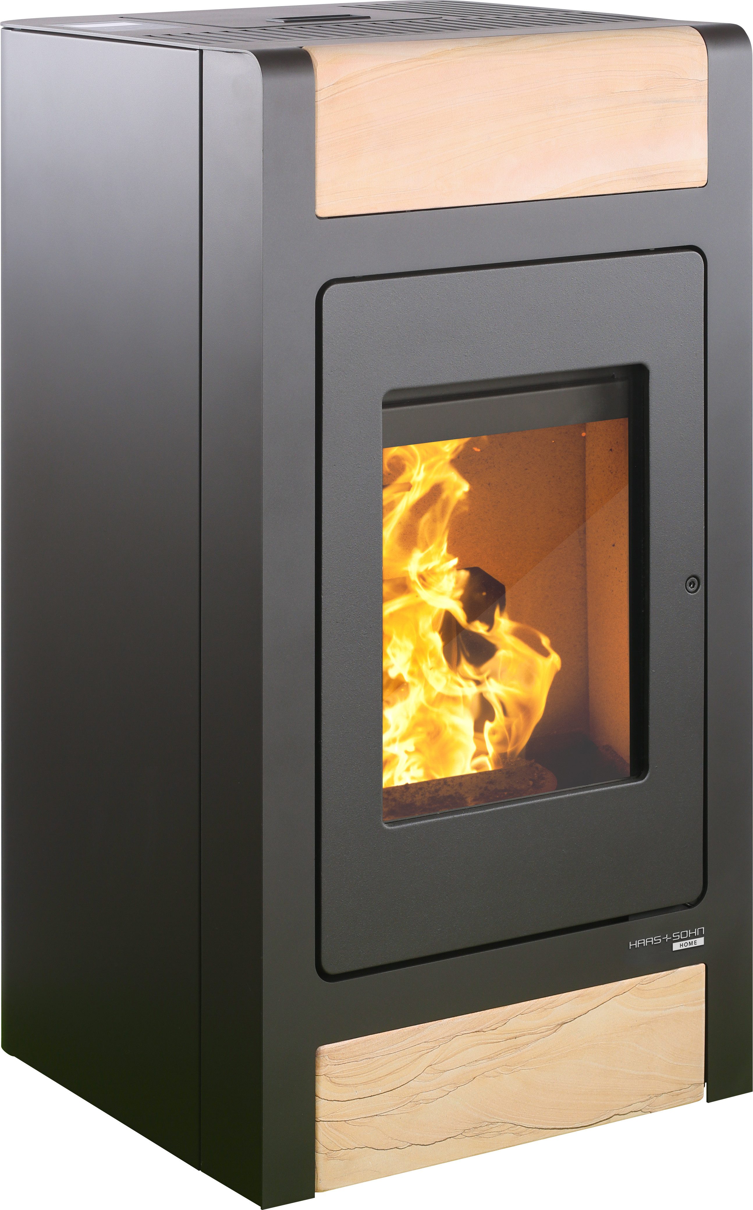 Haas + Sohn Pelletofen HSP 2.stone, tief-schwarz/Woodstone, Zeitbrand