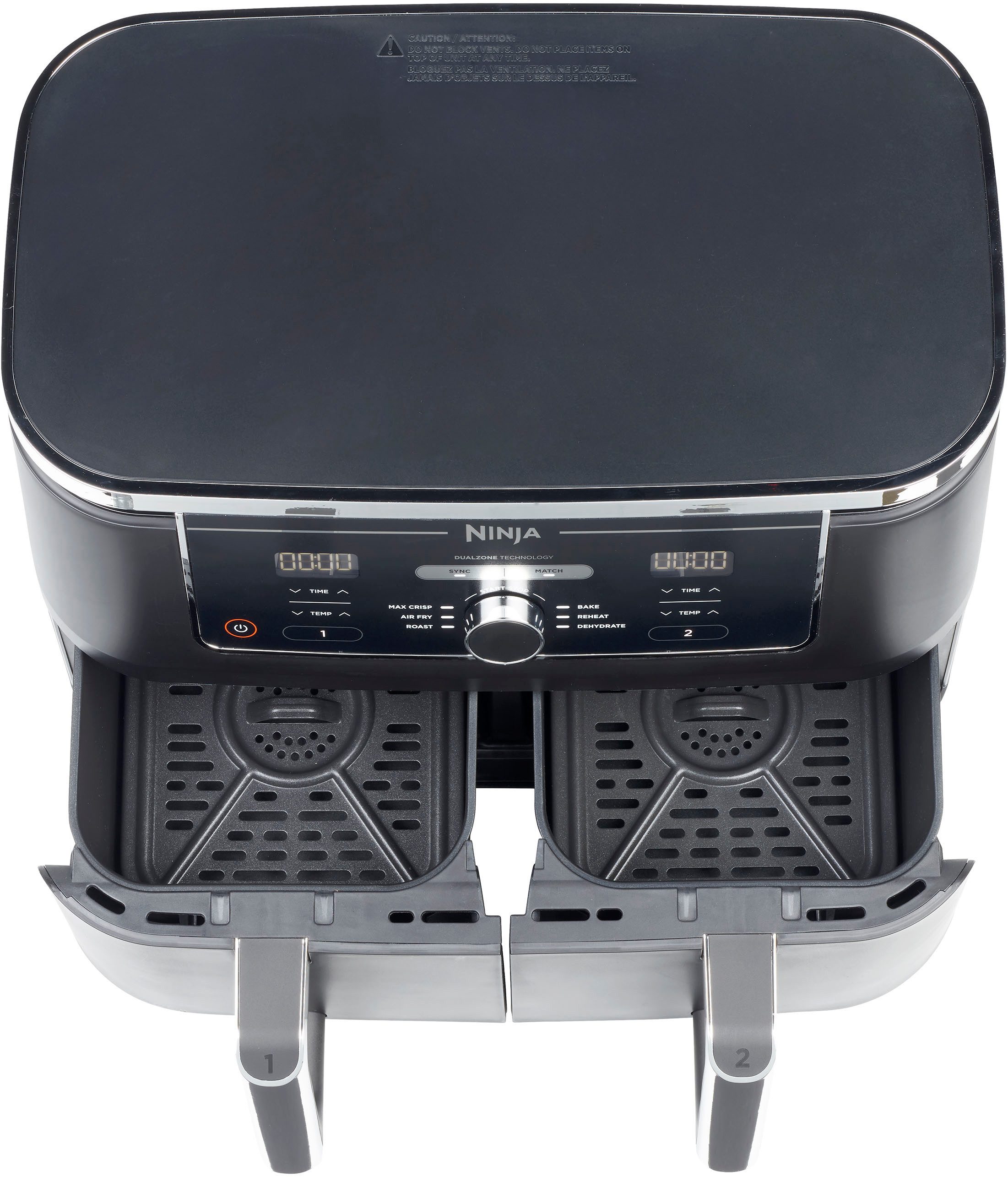 NINJA Heißluftfritteuse Foodi AF400EU Dual Zone Airfryer, 2470 W, Kapazität je 1,4 kg, incl. 2 Crisper Gittereinsätze