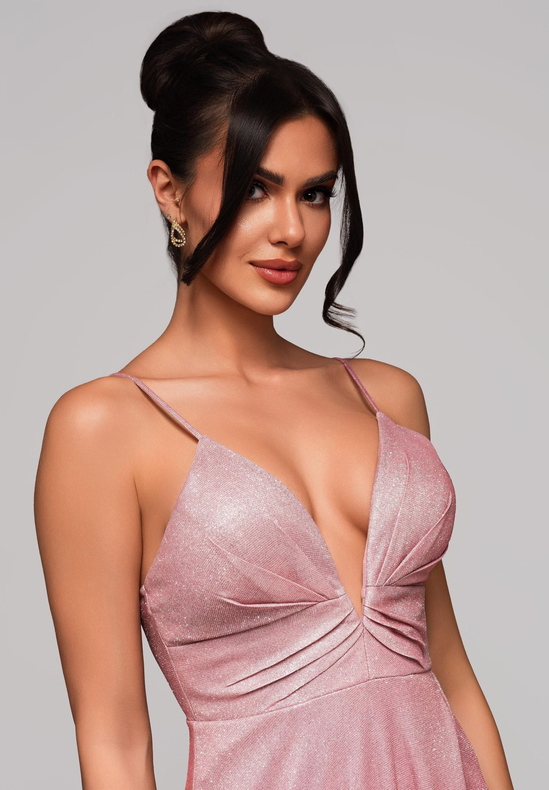 OMBRE Abendkleid Glitzerndes Abendkleid mit Spaghettiträgern günstig online kaufen