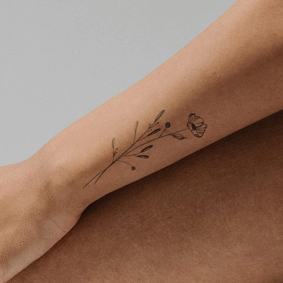 Inkster Schmuck-Tattoo Dezente Mohnblume Tattoo, wasserfestes temporäres Tattoo, 2 Wochen Halt