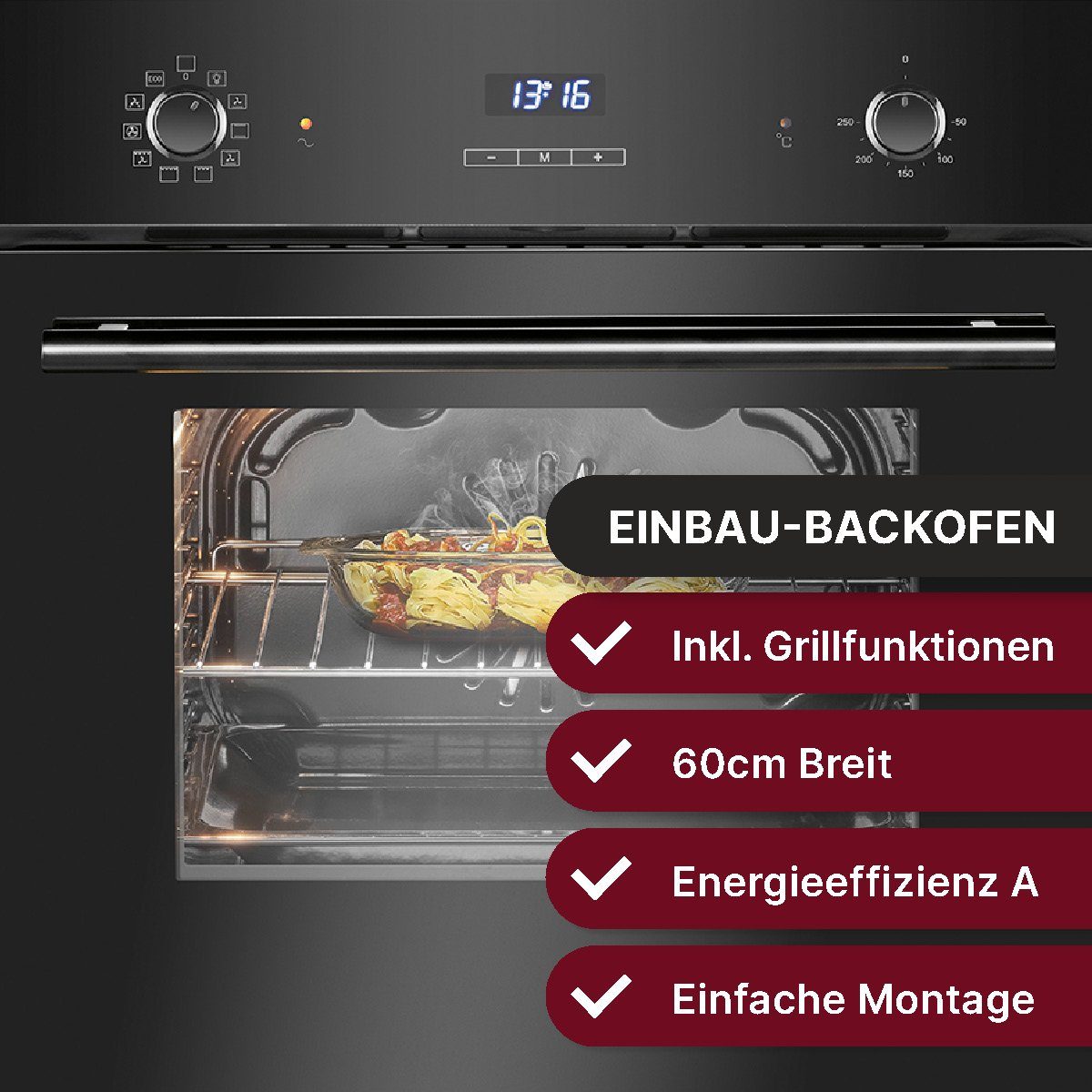 BOMANN Einbaubackofen EBO 7911, mit Heißluft & Umluftgrill, 56L Nutzinhalt