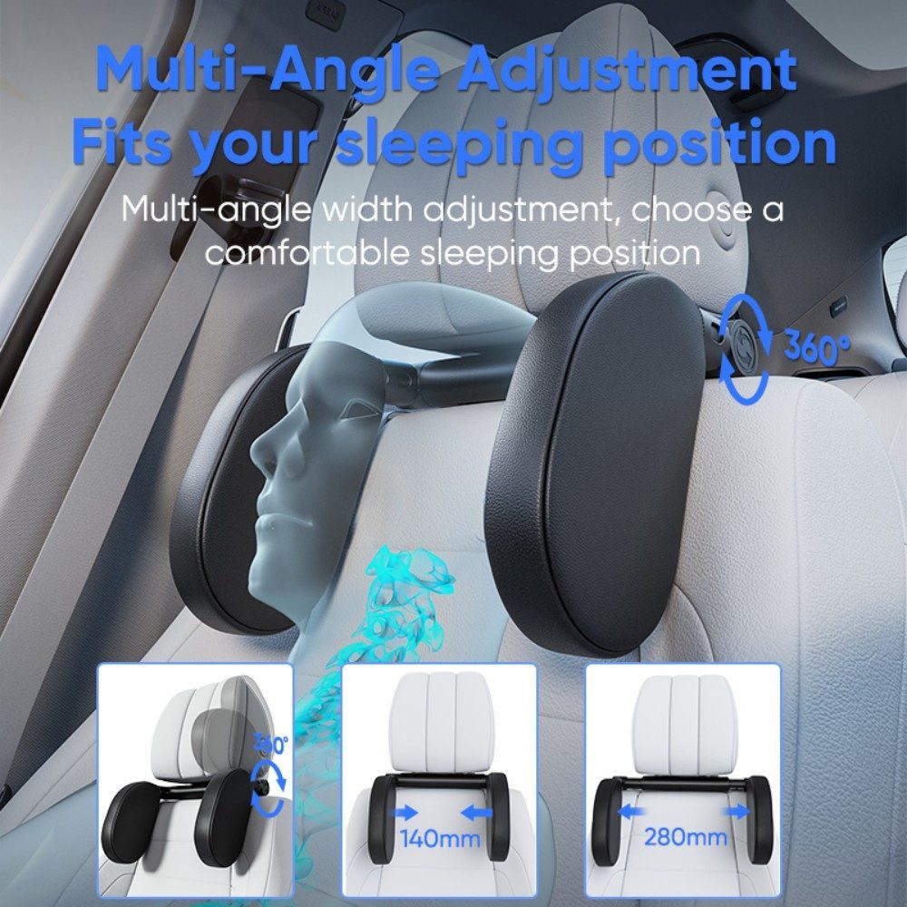 Fyrove Autokopfstütze 360° verstellbar, Auto Kopfkissen mit Memory-Schaum – Bild 3 von 5