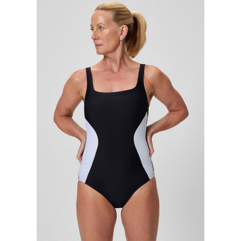 Speedo Badeanzug Speedo Damen Colourblock Contour Badeanzug – 8-A000169002 Schwarz/Weiß