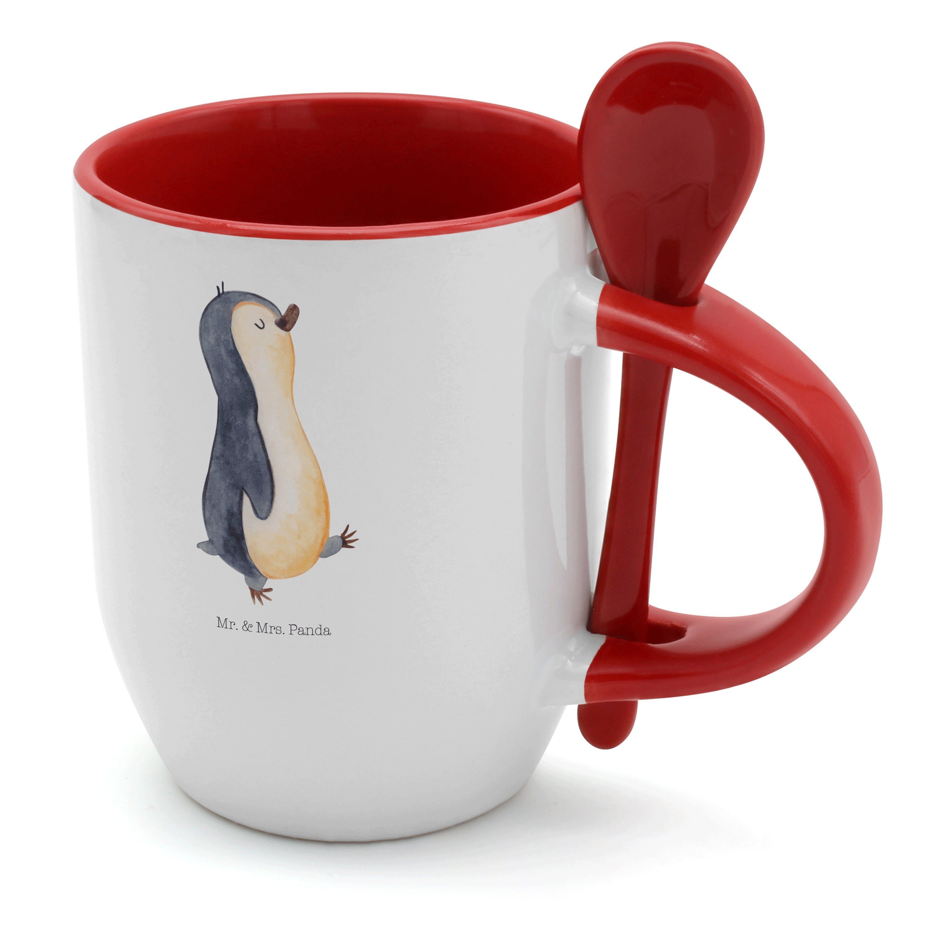 Mr. & Mrs. Panda Tasse Pinguin marschierend - Weiß - Geschenk, Familie, Tassen, Langschläfer, Keramik | Tassen