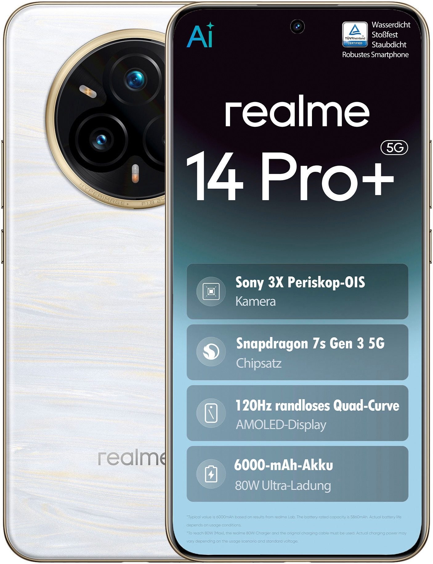 Realme 14 Pro+ 5G 512GB 12GB Smartphone (17,35 cm/6,83 Zoll, 512 GB Speicherplatz, 50 MP Kamera)