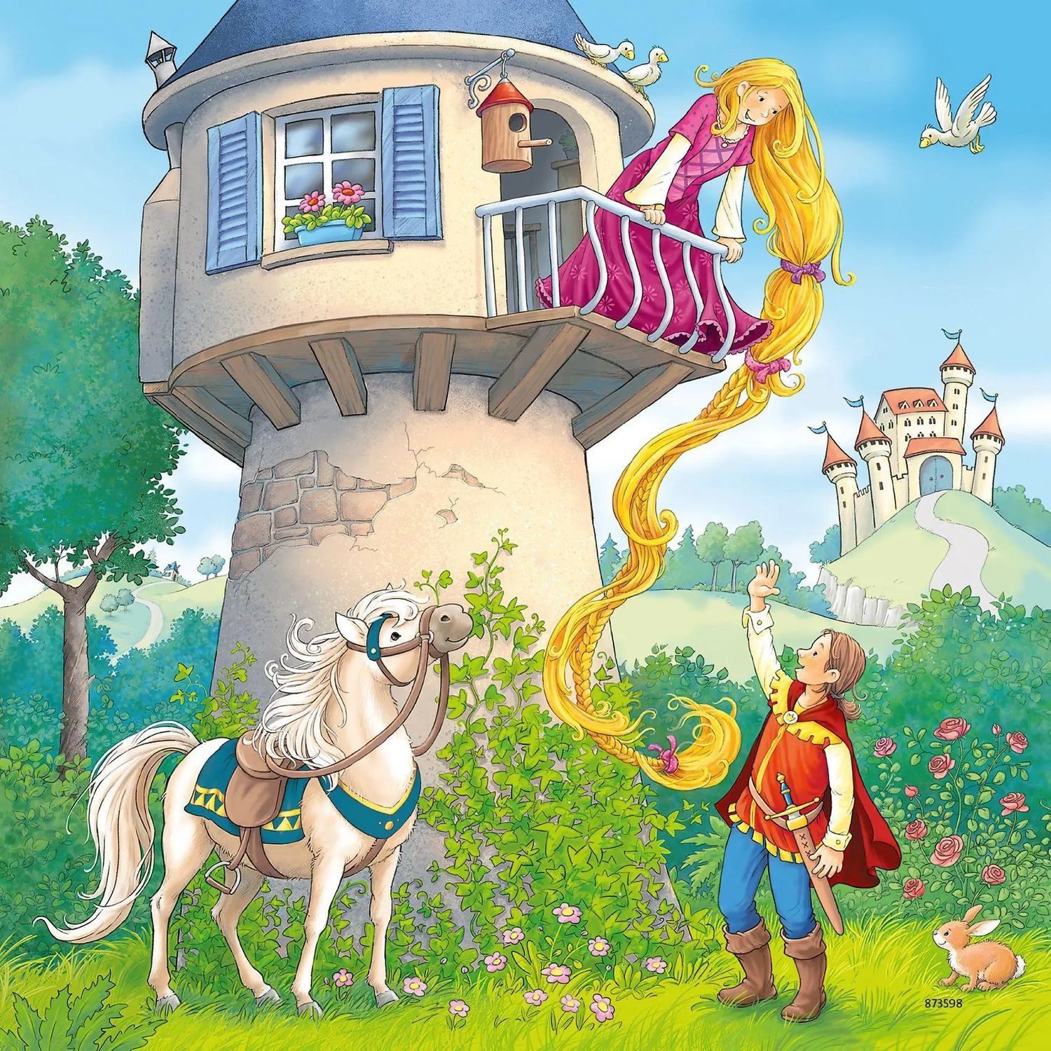 Ravensburger Puzzle Ravensburger Kinderpuzzle - 08051 Rapunzel, Rotkäppchen & der..., 49 Puzzleteile