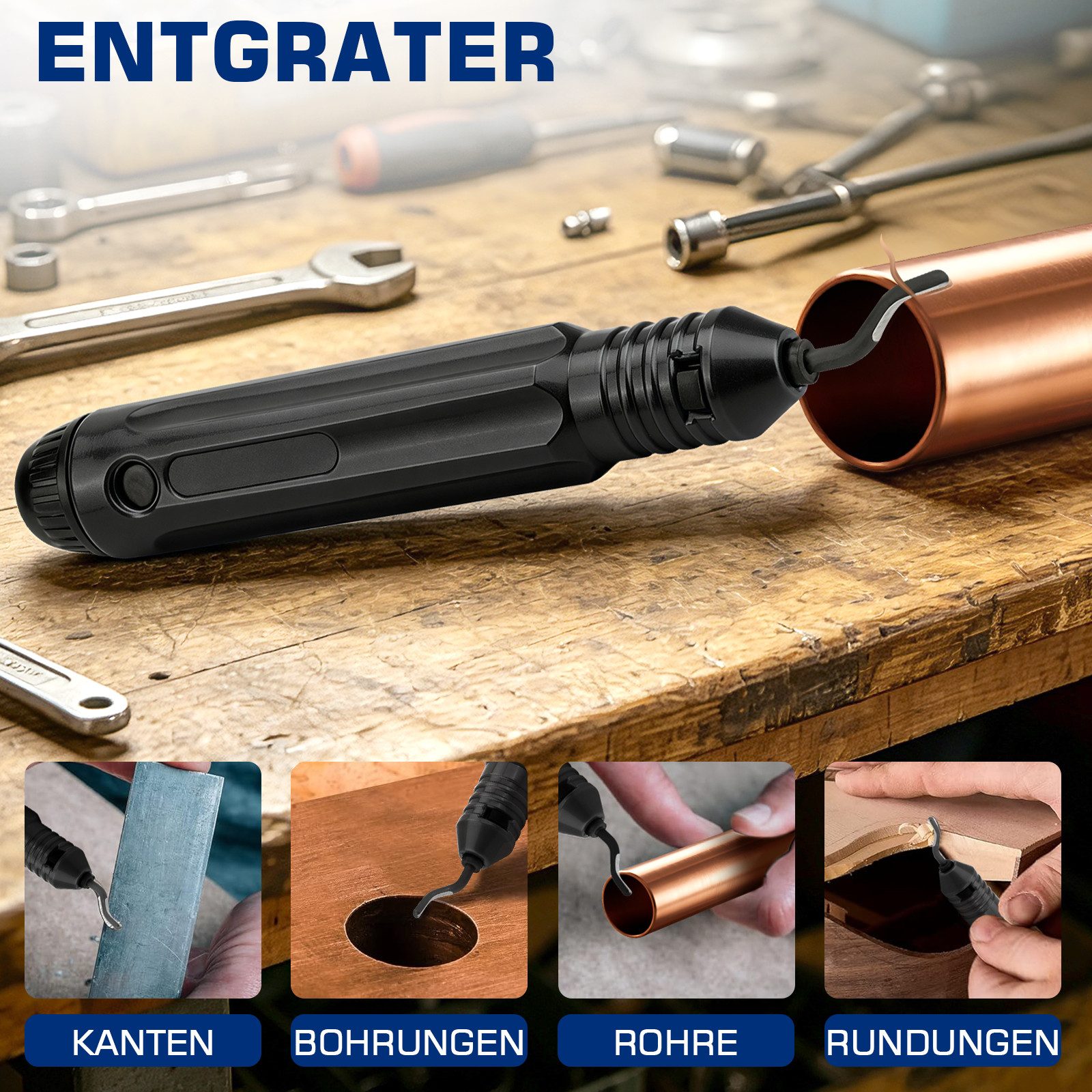 XIIW Presszange Rohrpresszange Hydraulisch mit TH & V Kontur Pressfitting Presse Zange, Set 14-tlg., 80kN Presswerkzeug inkl. Rohrschneider & Entgrater, für Kup – Bild 5 von 5