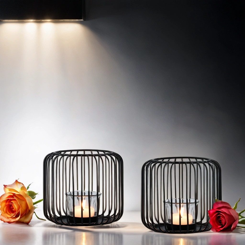 Marrakesch Orient & Mediterran Interior Teelichthalter 2er Set Skandinavisches Windlicht Cibolo aus Metall in Schwarz 14 cm (2 St), Handarbeit