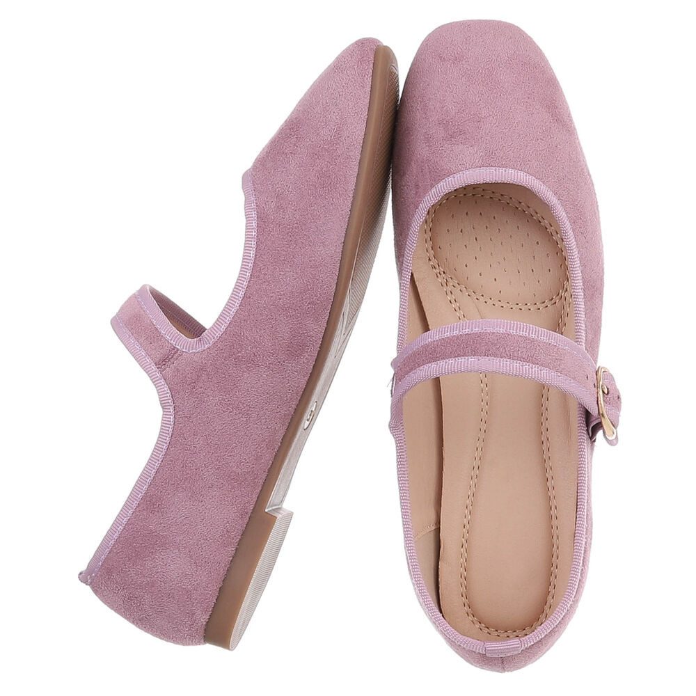 Ital-Design Elegante Flats mit Riemen für Damen – ideal für Alltag Schnürpumps (91554676) Blockabsatz Riemchenballerinas in Lila
