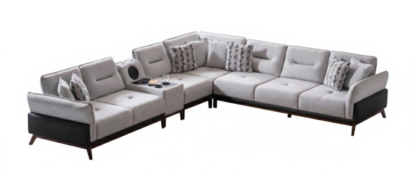 Xlmoebel Ecksofa Modernes Sofa in Weiß mit Audiosystem und weichen Armlehnen, Ecksofa 1 Teile, Made in Europa