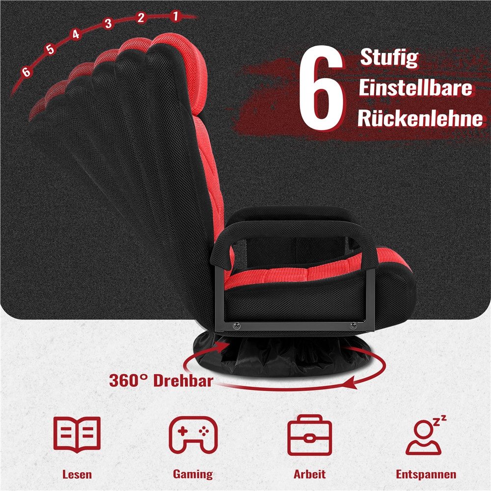 Yaheetech Gaming-Stuhl Bodenstuhl 360° Drehbar, Verstellbare Relaxstuhl Meditationsstuhl 360° Floor Chair Sitzsessel – Bild 5 von 5