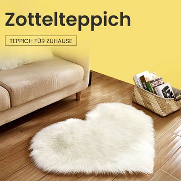 Langflor-Teppich Fußmatte aus Wollimitat Herz Plüschkissen, MAGICSHE, 30*40