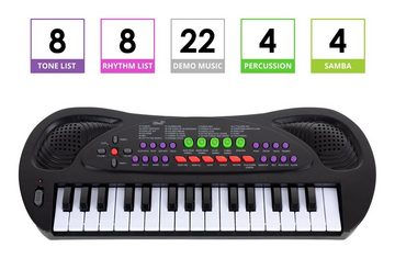 McGrey Spielzeug-Musikinstrument KK-3808 32 Tasten Keyboard - Kinderpiano, (22 Demosongs & Begleitrhythmen, 2 tlg., inkl. Mikrofon zum Mitsingen), mit 8 Begleitrhythmen und Demosongs