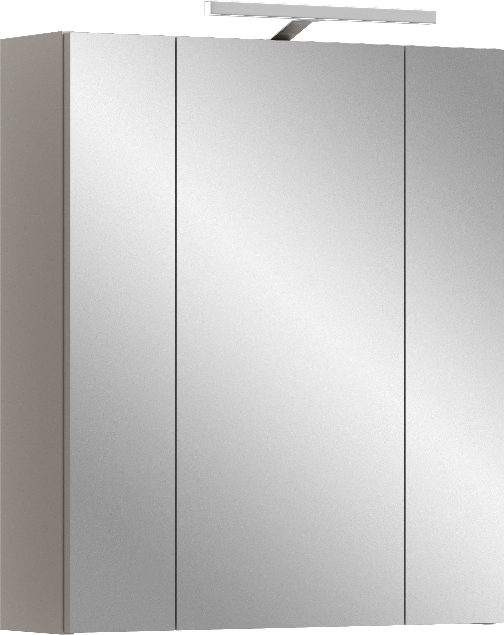 welltime Spiegelschrank FLORENZ, inkl. Beleuchtung, Breite 60 cm, 3 Spiegeltüren (TOPSELLER) in verschiedenen Farben erhältlich, Badmöbel, Badschrank, Schrank, Bad