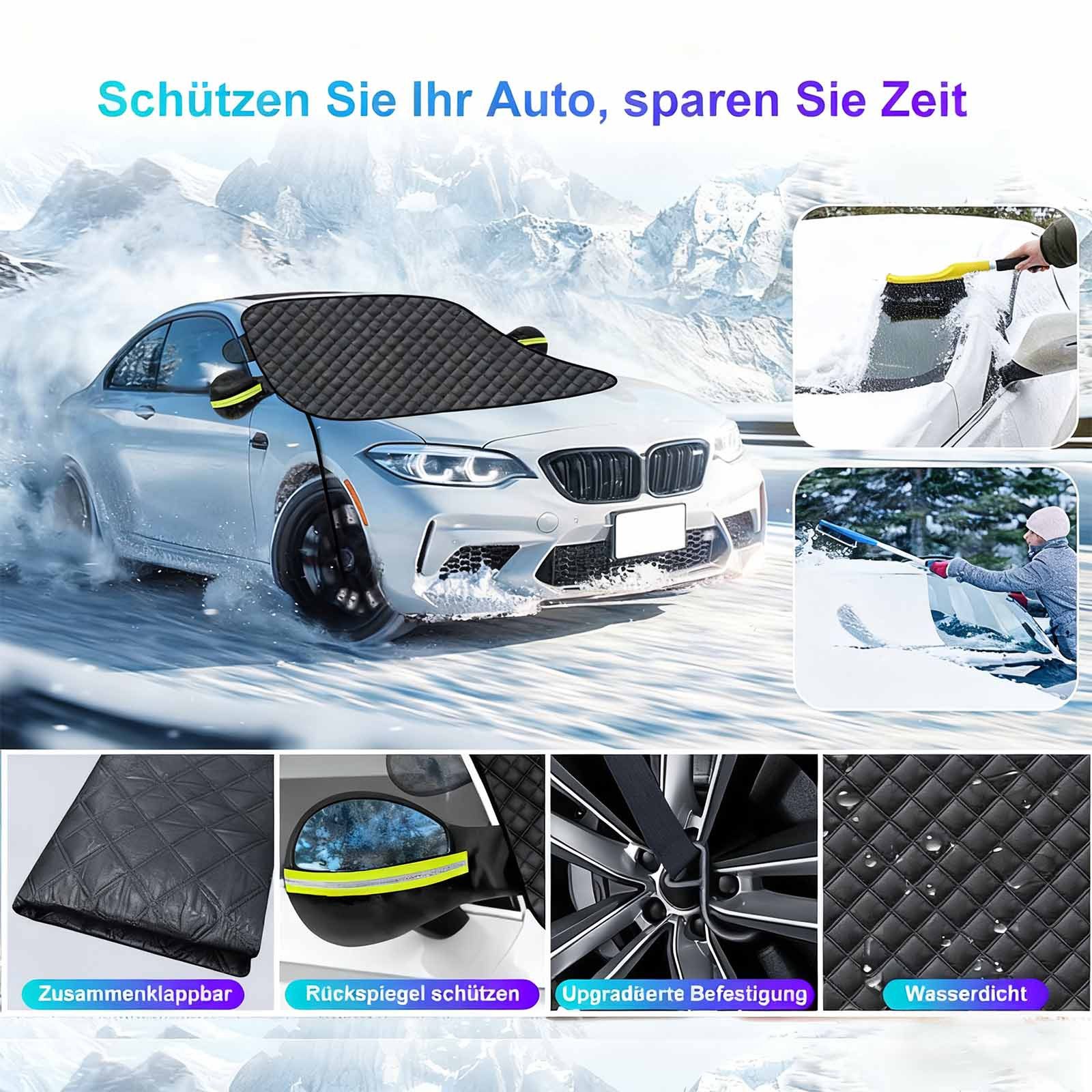 REDOM Windshield Cover, Car Protective Cover, 148 x 120 cm (Four-layer structure with insulating, tear-resistant aluminum foil, 1 pc., double-ear design with 9 magnets and hooks), frost cover suitable for cars and SUVs