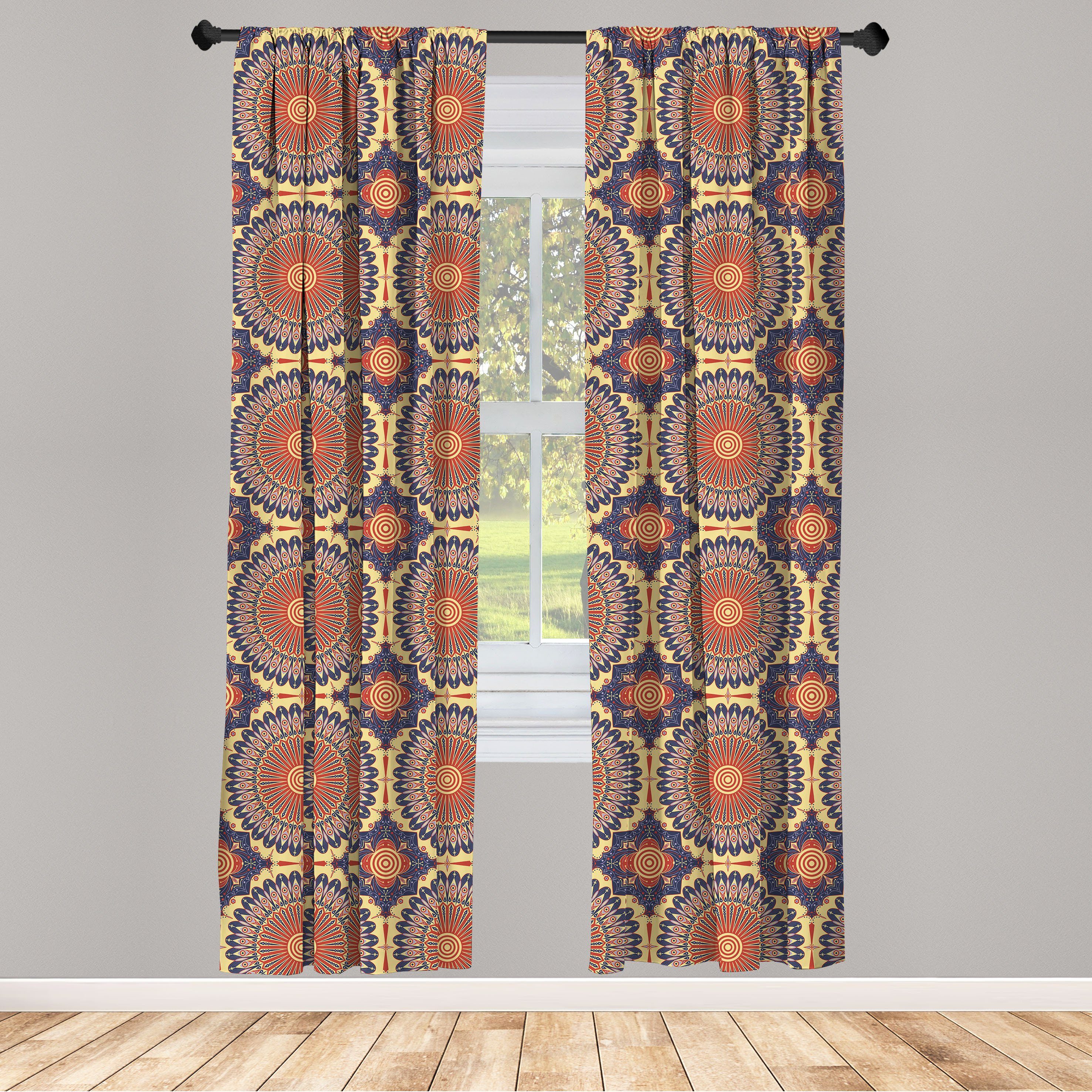 Gardine Vorhang für Motiv Schlafzimmer Microfaser, Abakuhaus, Dekor, Wohnzimmer maurische Mandala