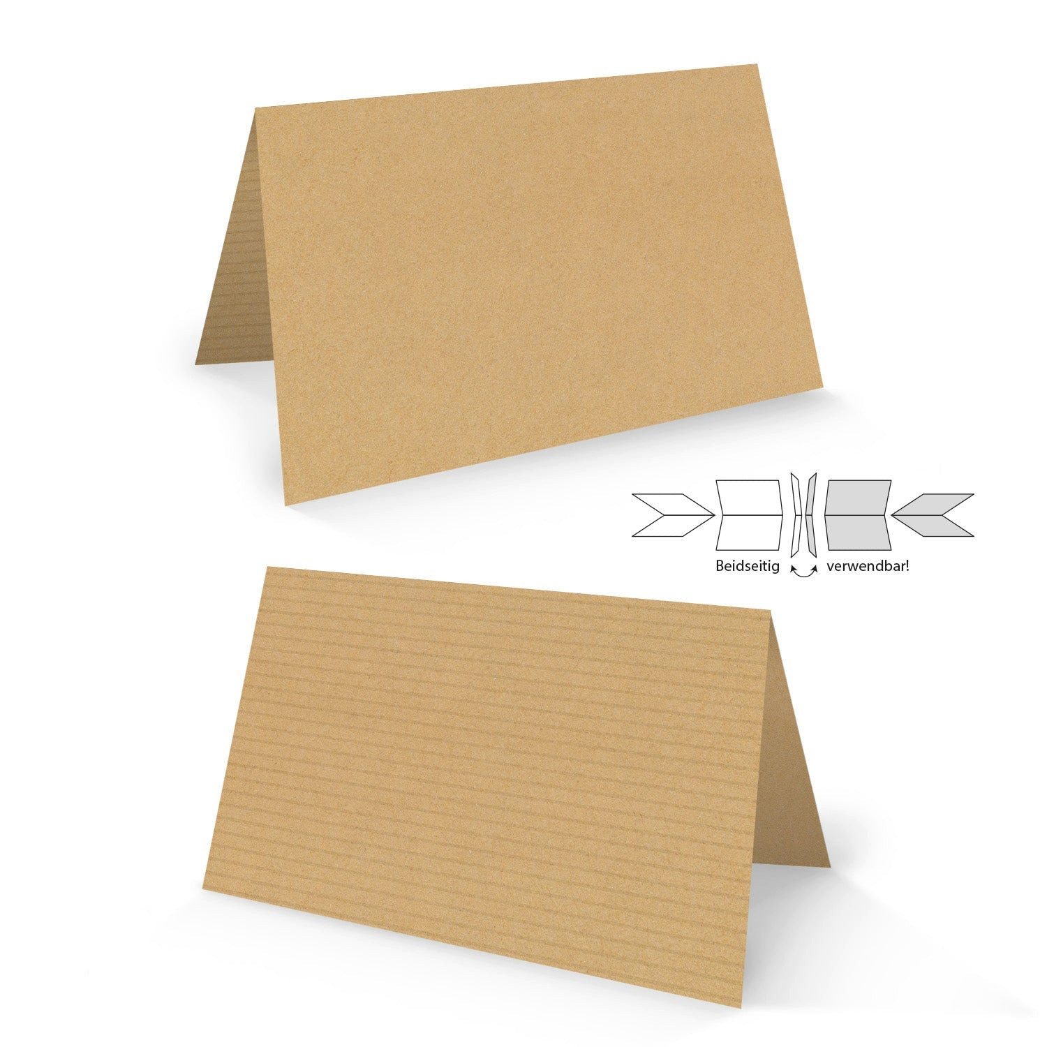 Logbuch-Verlag Klappkarte Tischkarten Kraftpapier-Optik braun blanko zum Beschriften 8,5 × 5,5