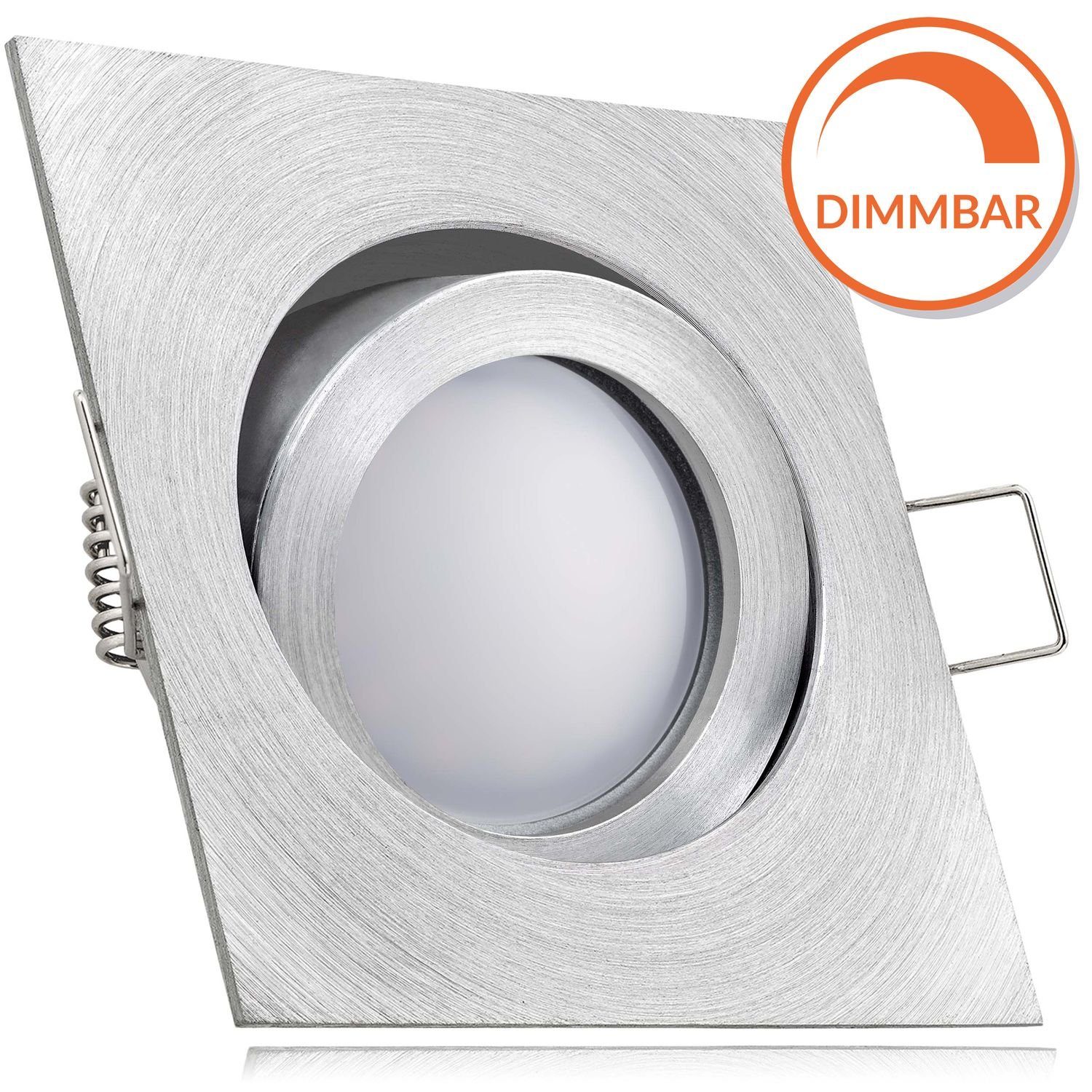 LED Einbaustrahler Aluminium (35mm) natur FLACH Set Einbaustrahler EXTRA M LED mit LEDANDO LED in