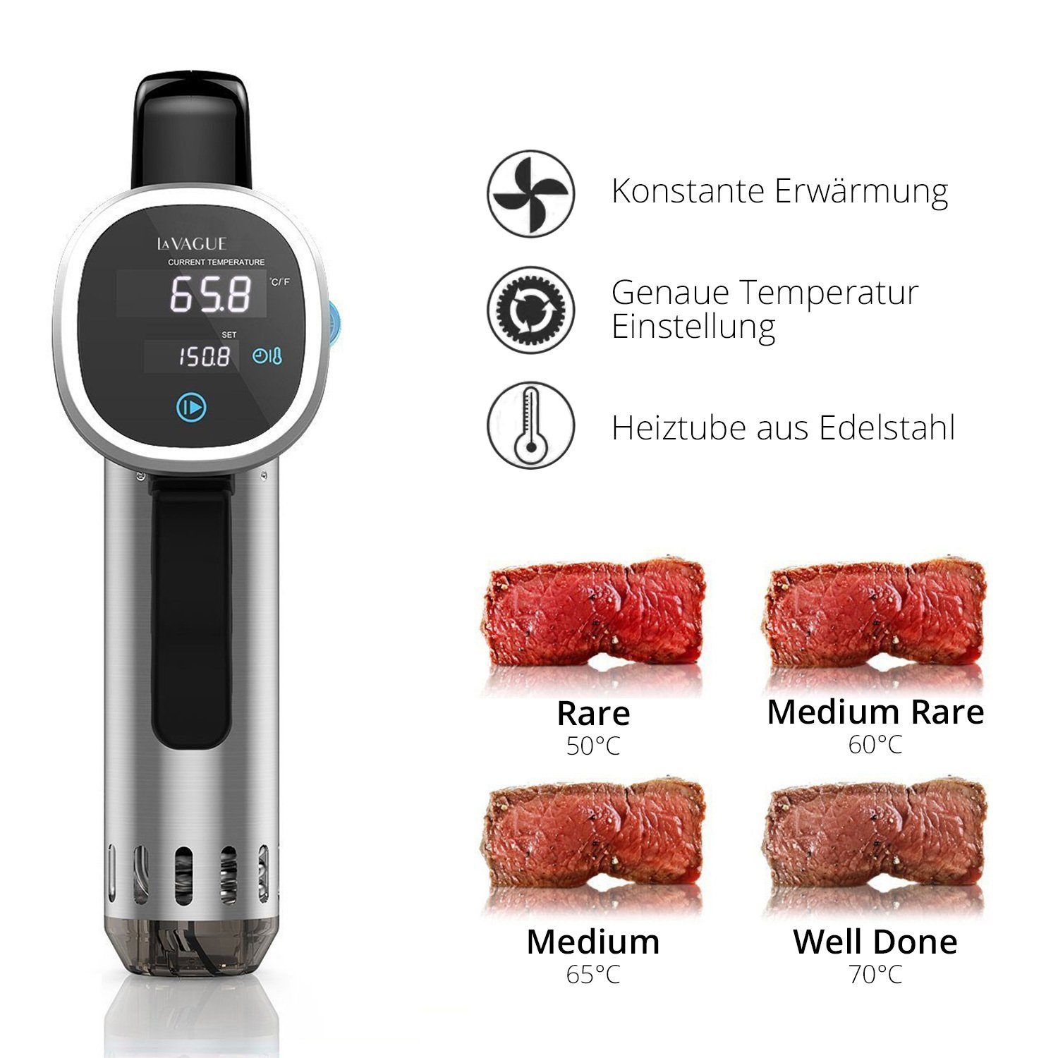 LA VAGUE Sous-Vide Stick SOUS-CHEF Sous Vide Stick Präzisionskocher, (CH, Sous Vide Stick Präzisionskocher, (CH Stecker)