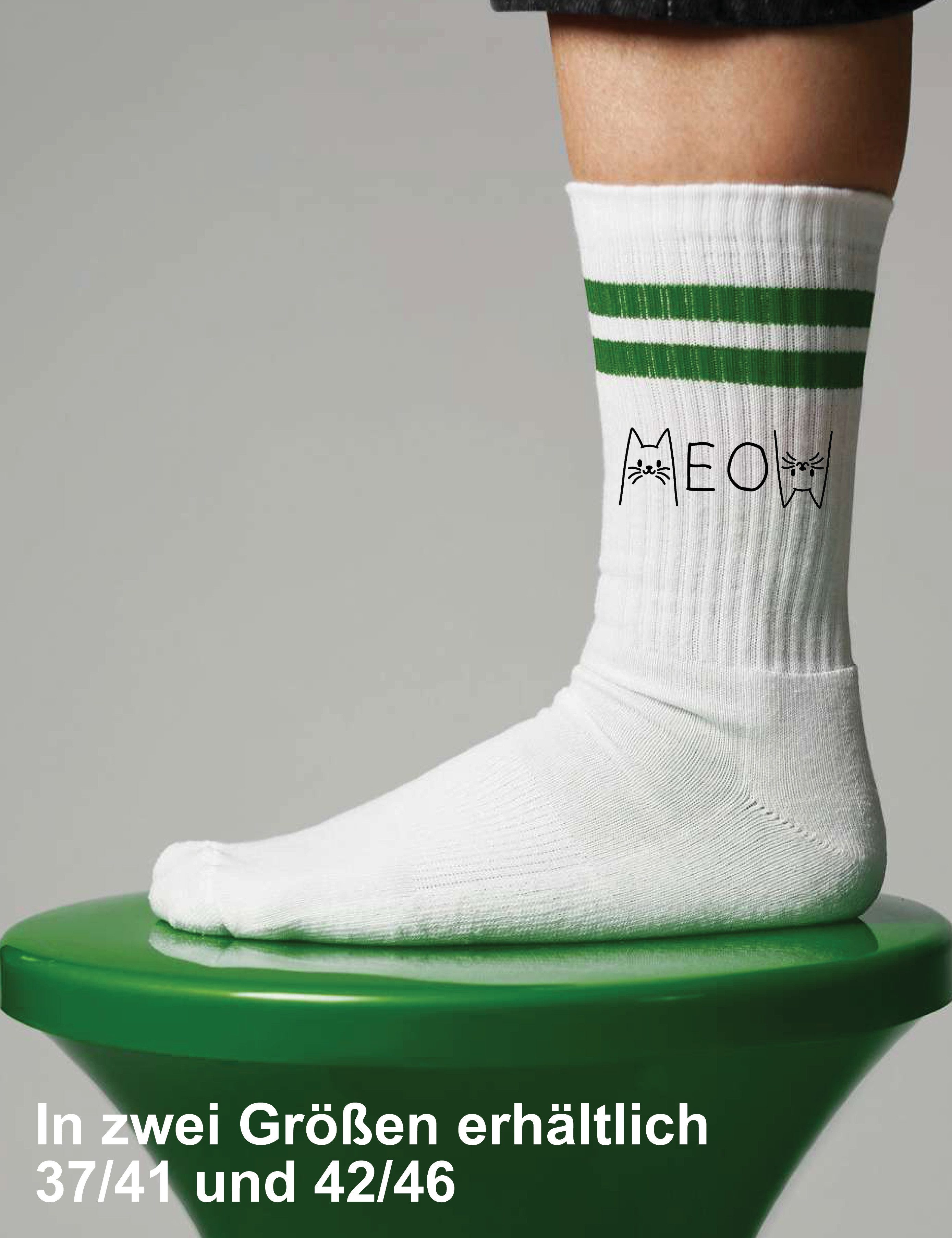 Youth Designz Tennissocken Unisex Socken "Meow Katze" Aufdruck lustig Geschenk Statement mit verstärkter Verse und Zehenbereich