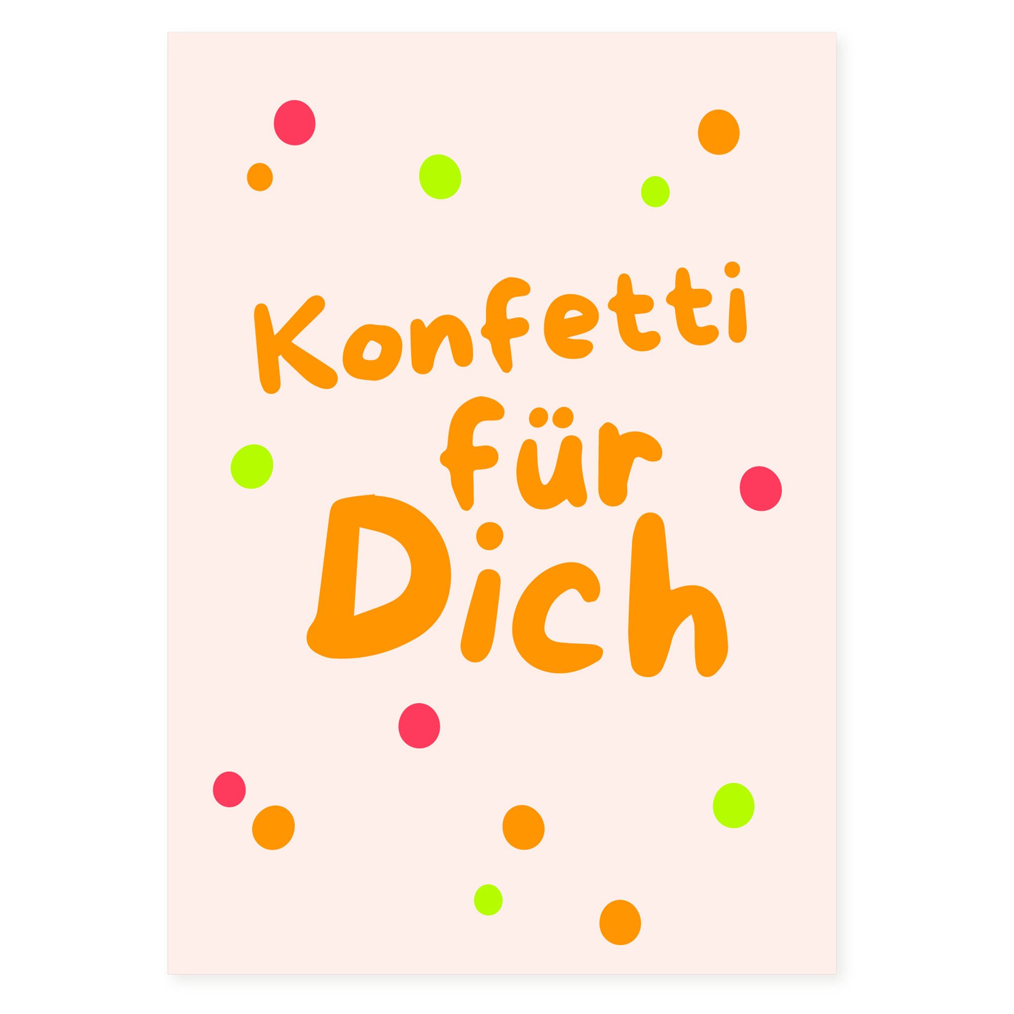Bow & Hummingbird Geburtskarte Postkarte "Konfetti für Dich" (Neon) aus Recyclingpapier