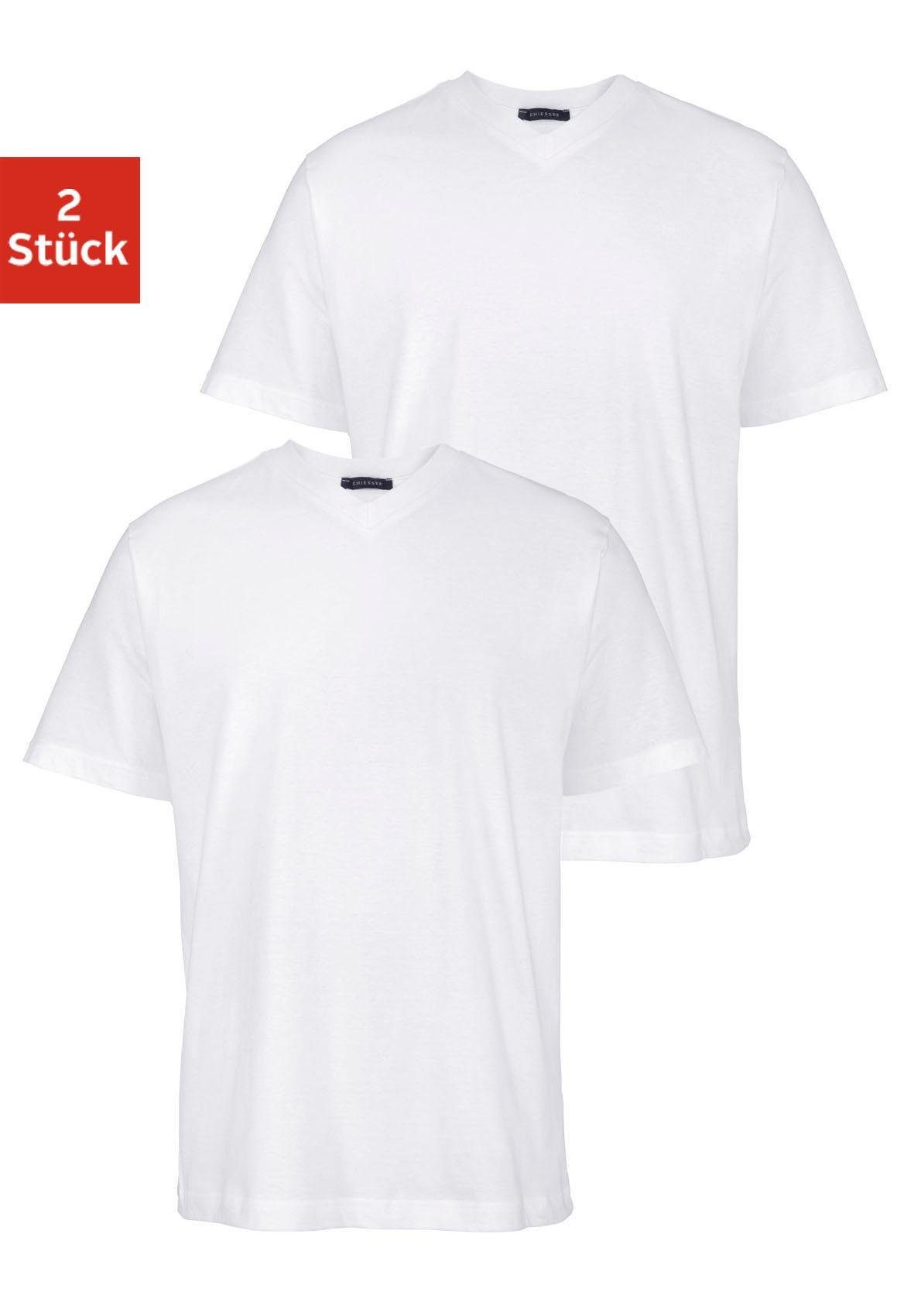 Schiesser V-Shirt (2er-Pack) mit V-Ausschnitt weiß