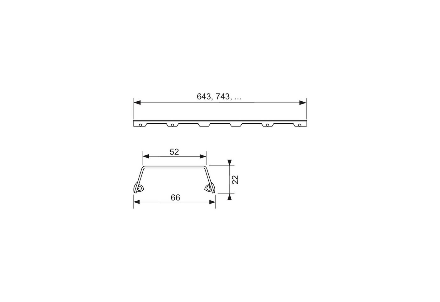 Thumbnail - TECE Siphon drainline Designrost steel II 800 mm Edelstahl gebürstet, gerade