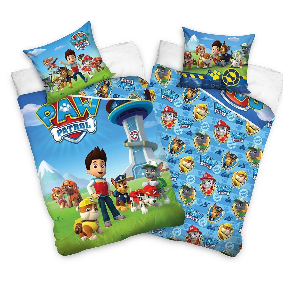 Familando Kinderbettwäsche Paw Patrol mit allen Charakteren 135x200 + 80x80 günstig online kaufen