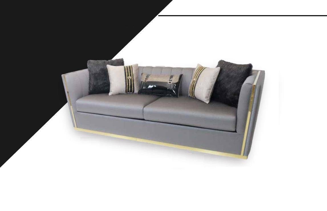 JVmoebel 3-Sitzer Grauer Dreisitzer Sofa Couch Polster Möbel Einrichtung 250 cm xxl, 1 Teile, Made in Europa