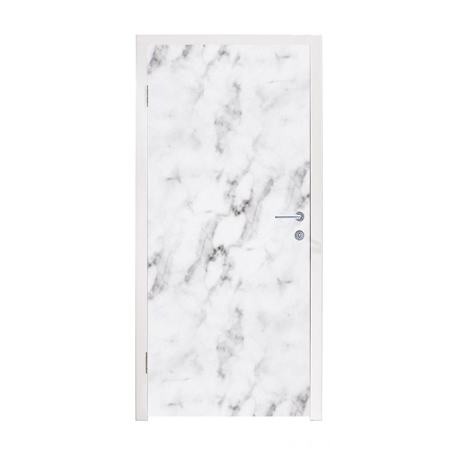 MuchoWow Türtapete Marmor - Luxus - Weiß - Grau - Marmoroptik, Matt, bedruckt, (1 St), Fototapete für Tür, Türaufkleber, 75x205 cm