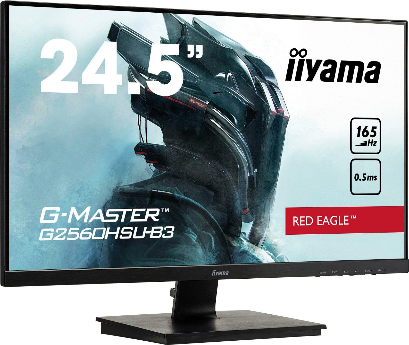 Iiyama IIYAMA G2560HSU-B3 LCD-Monitor, Flat, 62,2cm (24,5), 1920x1080 Pixel LCD-Monitor (62,2 cm/25 ", 1920 x 1080 px, 0,5 ms Reaktionszeit, 165 Hz, TN LED, 0,5 ms, TN LED, neigungsverstellbar, HDMI, DisplayPort, USB, schwarz)