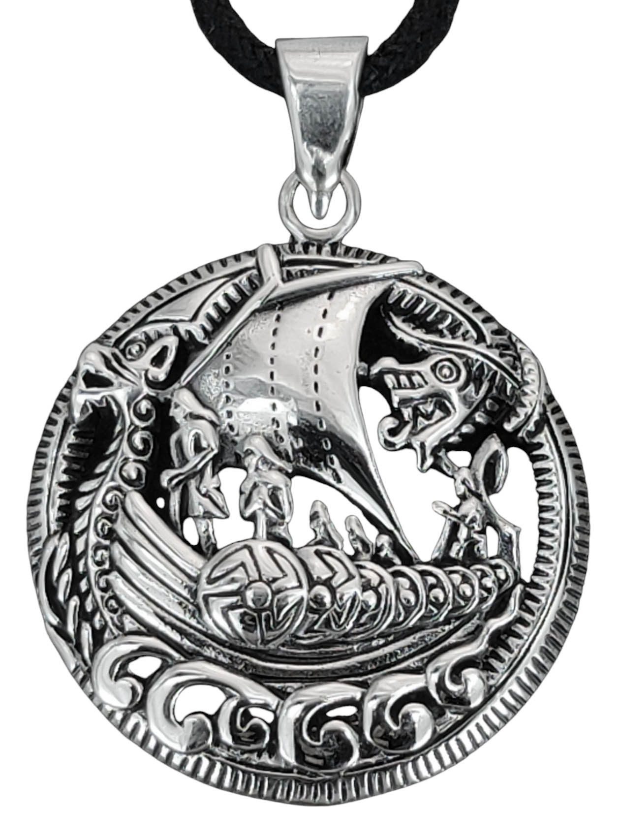 Kettenanhänger Wikingerschiff Drachenboot Midgardschlange 925 Sterling Silber