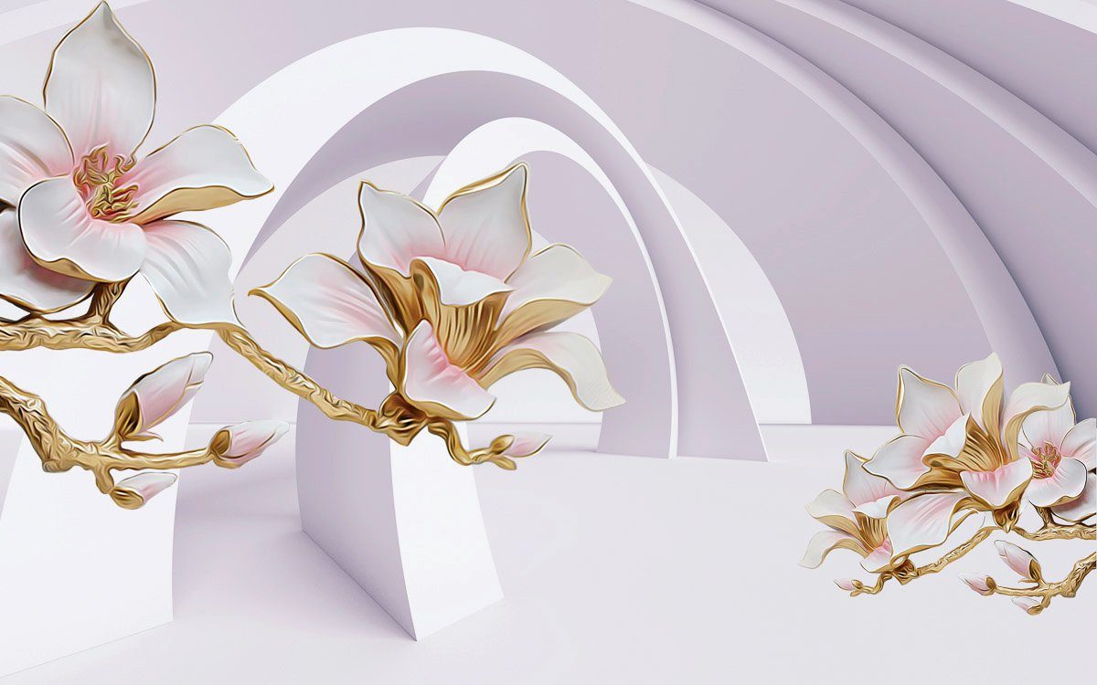 Papermoon Fototapete Abstrakt mit Blumen